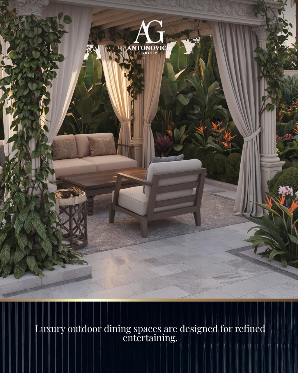 Meticulously crafted landscape design creates a serene and elegant environment.