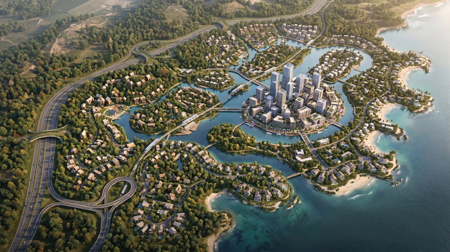 Coastal Mixed-Use District: master plan concept by Antonovich Group