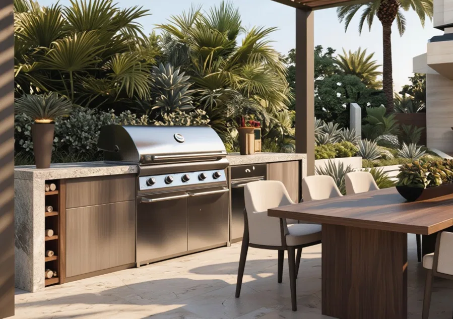 Outdoor kitchens built for Dubai evenings of alfresco cooking and barbecue.