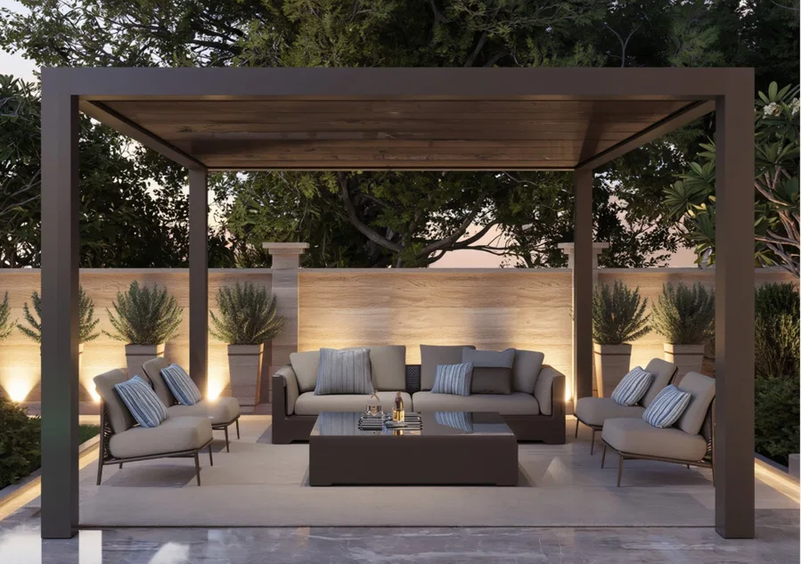 Pergolas and gazebos giving Dubai gardens elegant shade and a place to gather.