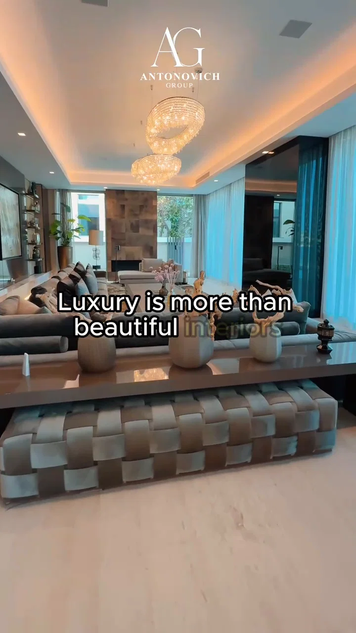 Antonovich Group bespoke fit-out — luxury living room, Dubai