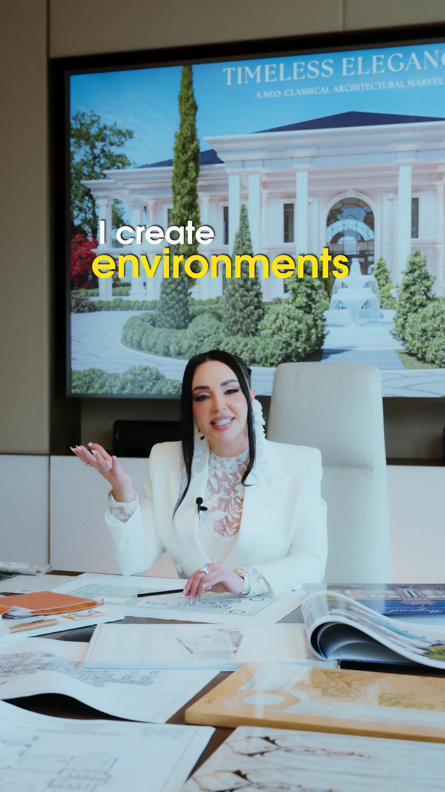 Katrina Antonovich presenting bespoke palace design, Dubai