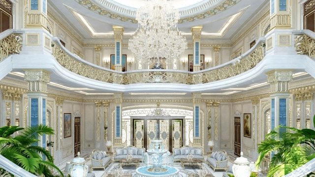 Роскошный королевский дизайн гостиной