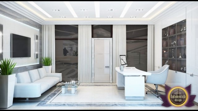 Интерьер офиса в современном стиле с акцентом на минимализм