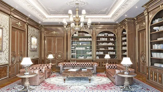 Living room with library