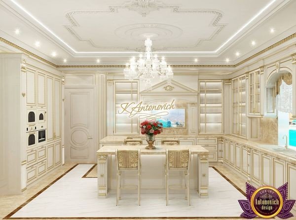 Modern kitchen with sleek cabinetry and stylish lighting