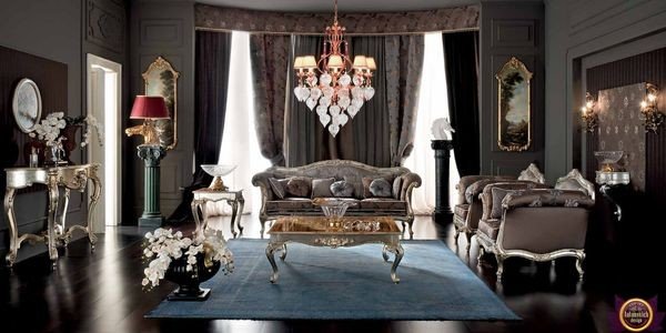 Elegant wooden coffee table with decorations
