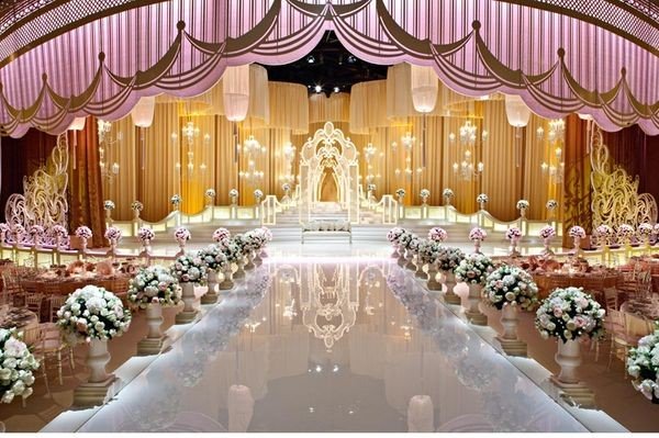 Romantic flower arch for wedding ceremony