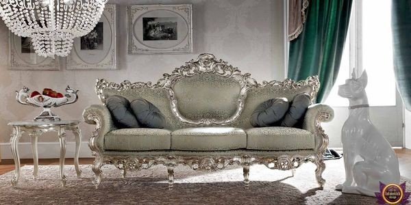 Chic living room with a plush area rug