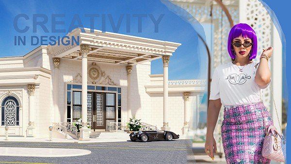 Minimalist main entrance with metal accents