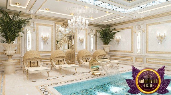 Tropical lagoon-style pool with waterfall feature