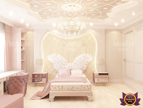 Majestic bedroom interior with gold accents