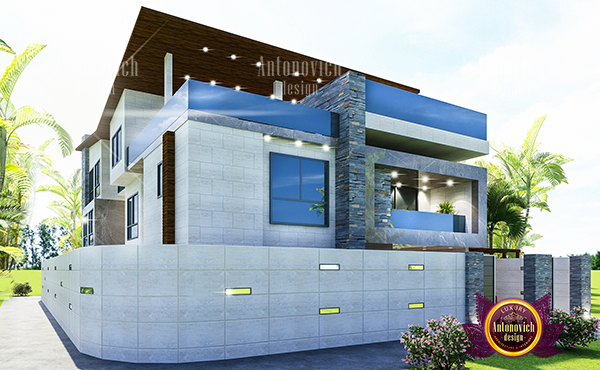 Bold industrial exterior with striking color contrasts