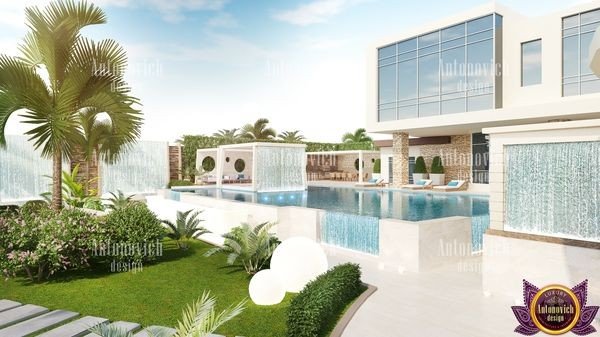 Elegant modern mansion with expansive glass windows