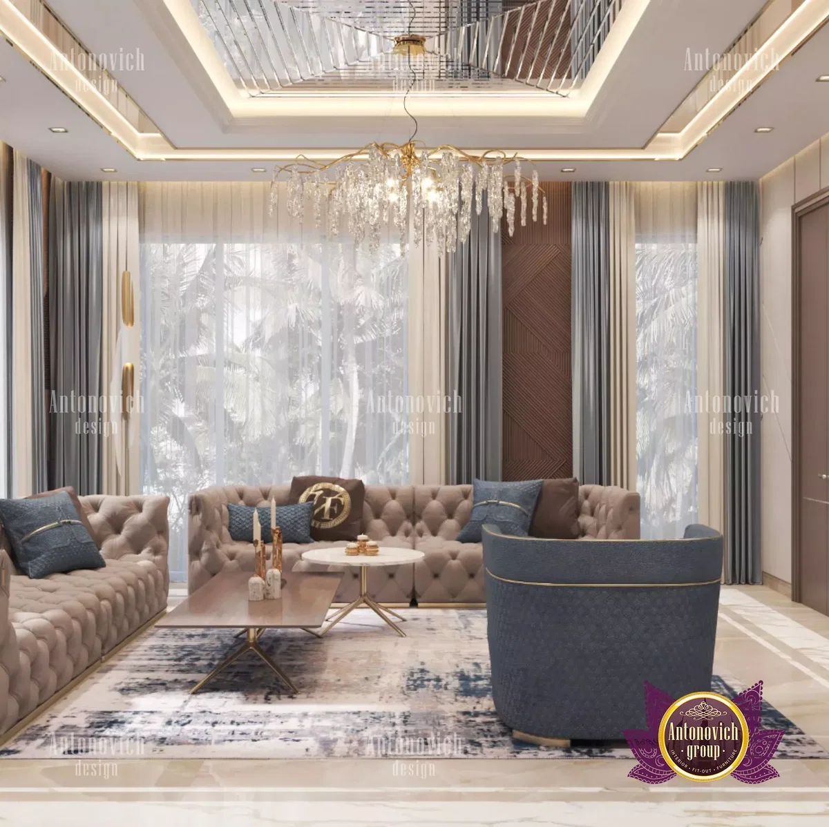 Interior design firms interior design غرفة معيشة أنيقة بتصميم داخلي فاخر في دبي