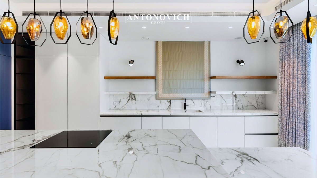 Bespoke Joinery Solution featuring Modern Kitchen &amp; Home Office at Luxury Villa in Meadows Dubai