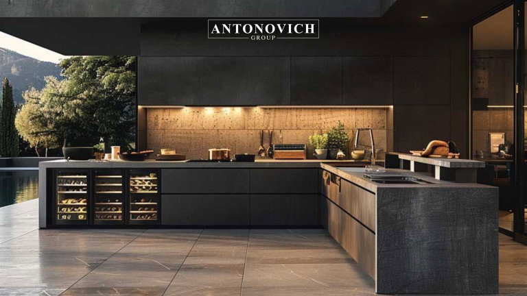 Integrated outdoor kitchen layouts