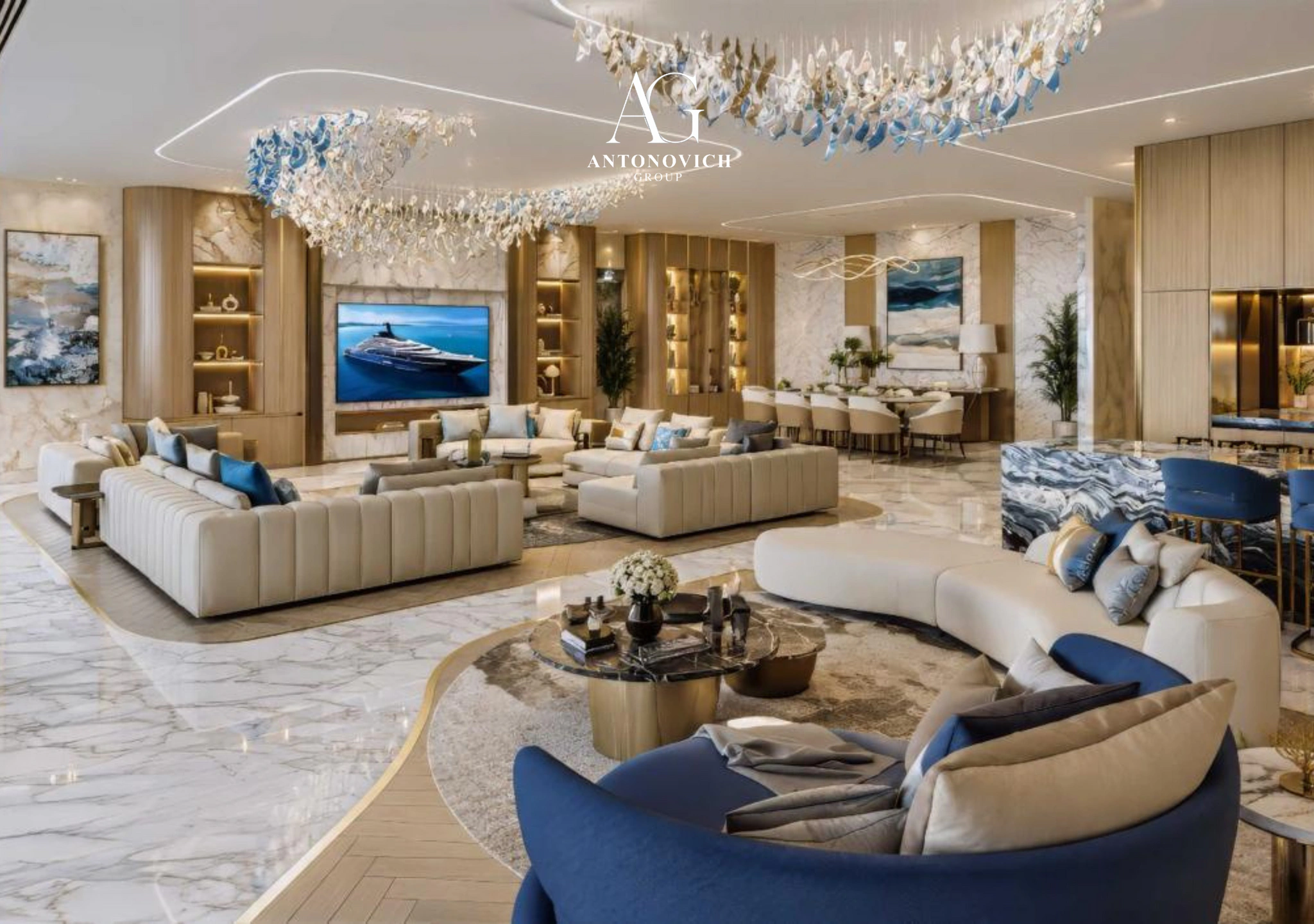 Living Room Interior Design in Palm Jumeirah