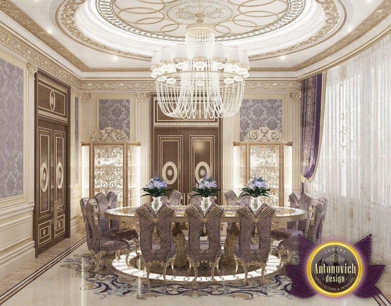 Luxurious dining space with marble