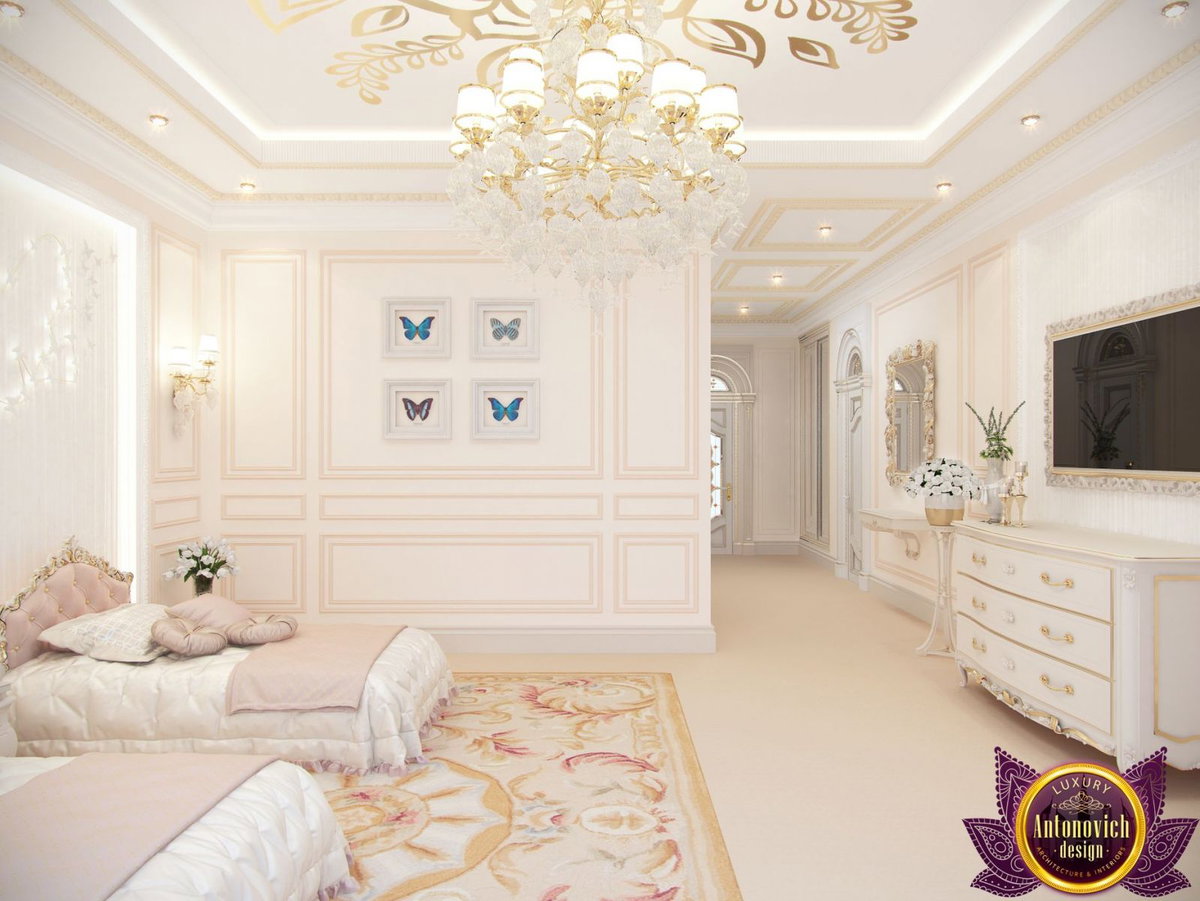 Classic teen bedroom with natural wood and stucco