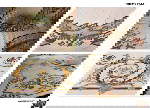 The picture shows a young woman in a pink tank top and a blue pair of shorts standing in front of a sunset with her arms outstretched towards the sky. In the background, there is a beach with sand and some palm trees.