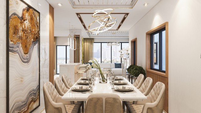 This picture shows a view of the inside of a brick oven bakery. The oven is in the center of the room, surrounded by shelves filled with loaves of freshly baked bread and other pastries. The ceiling and walls of the room are made of brick and there is a window in the back wall.