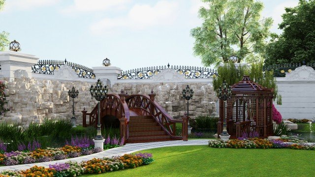 This picture shows an elegantly decorated living room that features a large grey sofa with white cushions, a black and white patterned rug, and a grey coffee table with chrome accents. The walls are a light grey with white crown molding and two large paintings on either side of the sofa. The flooring is hardwood, and the overall color scheme is neutral.