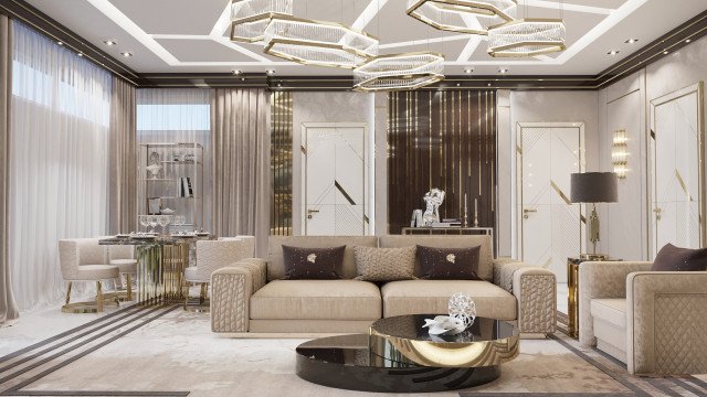 Startling contemporary bedroom design featuring luxurious decor, velvet wall covering, and a grey tufted headboard.