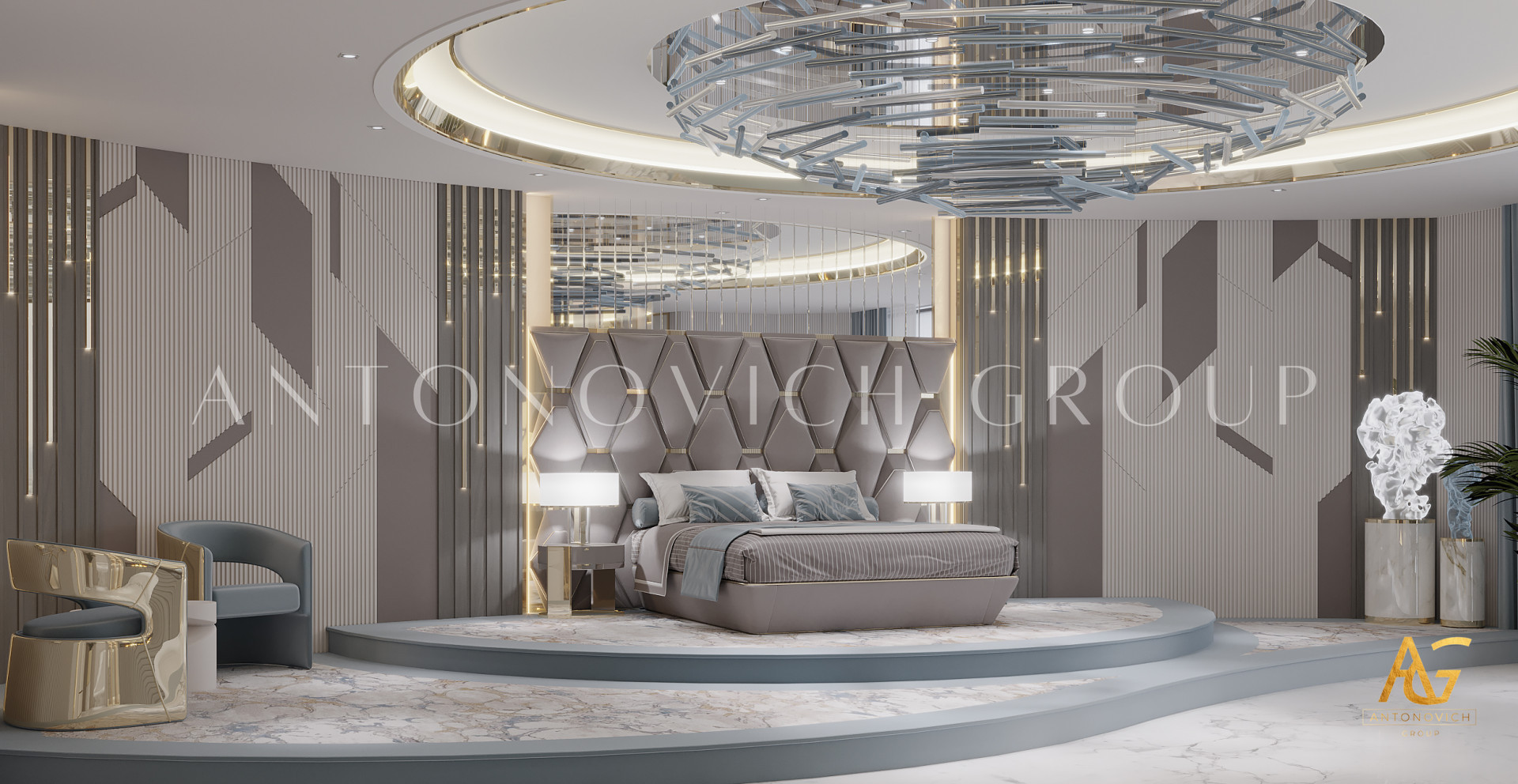 Modern Bespoke Bedroom Design For Villa in Cambodia