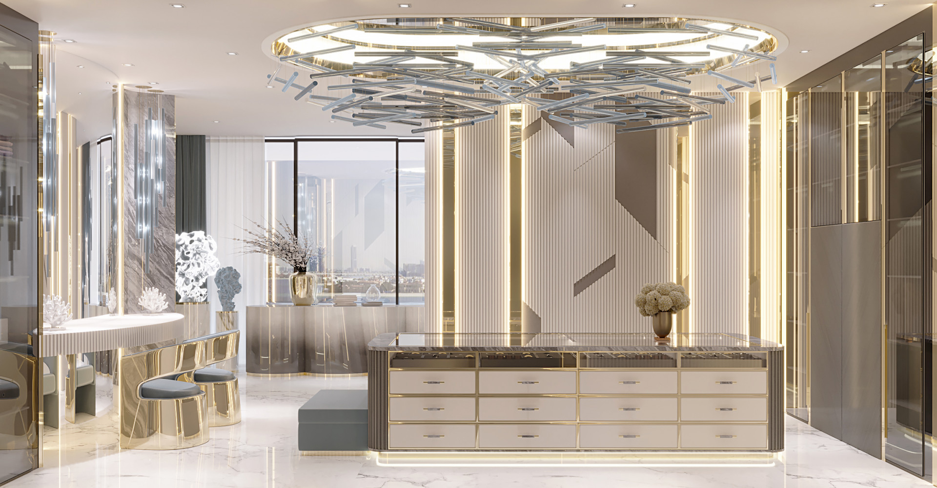 تصميم متطور لغرفة الملابس
