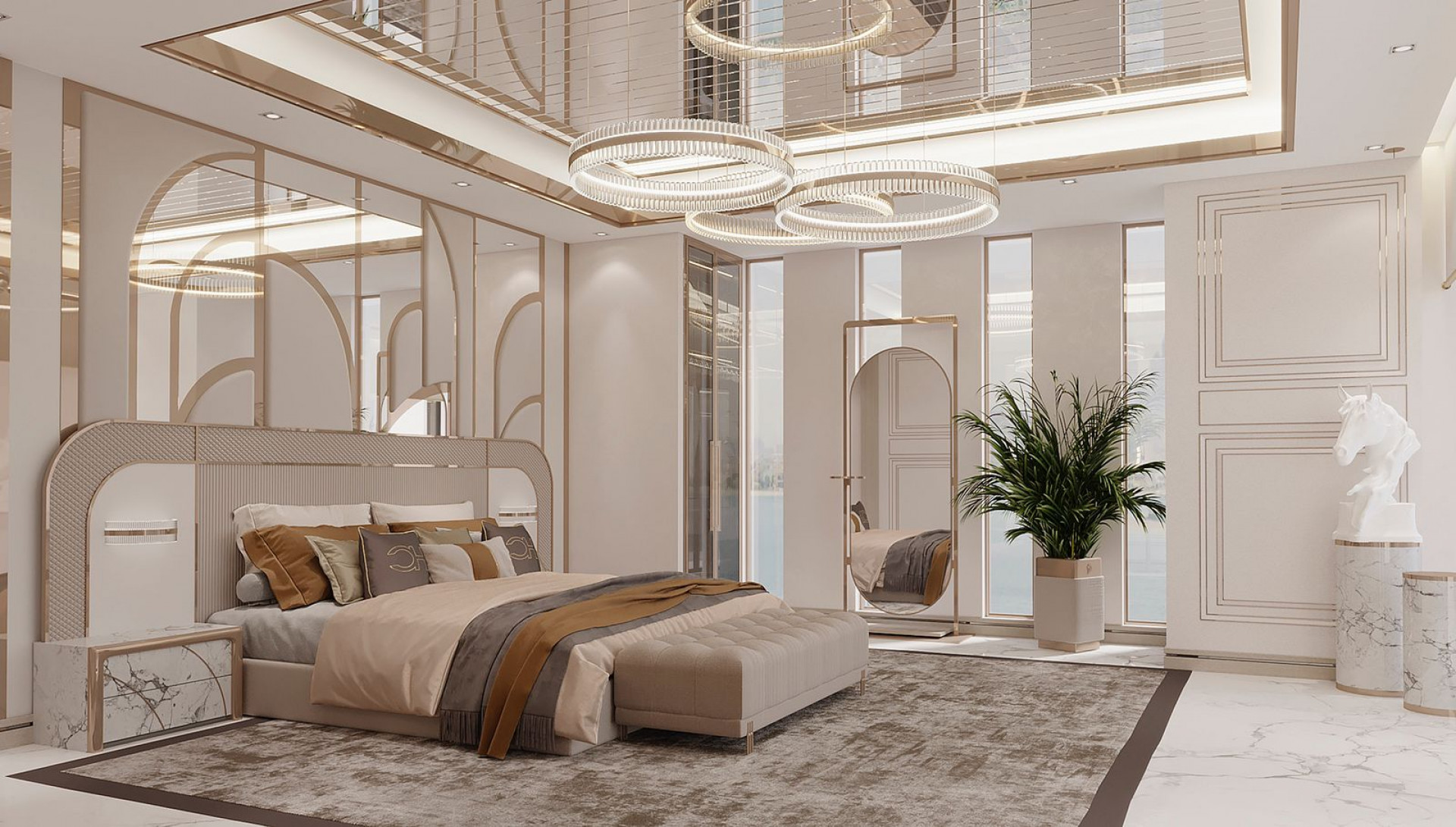 Sophisticated Bedroom Design in Dubai - Atlants Apartment