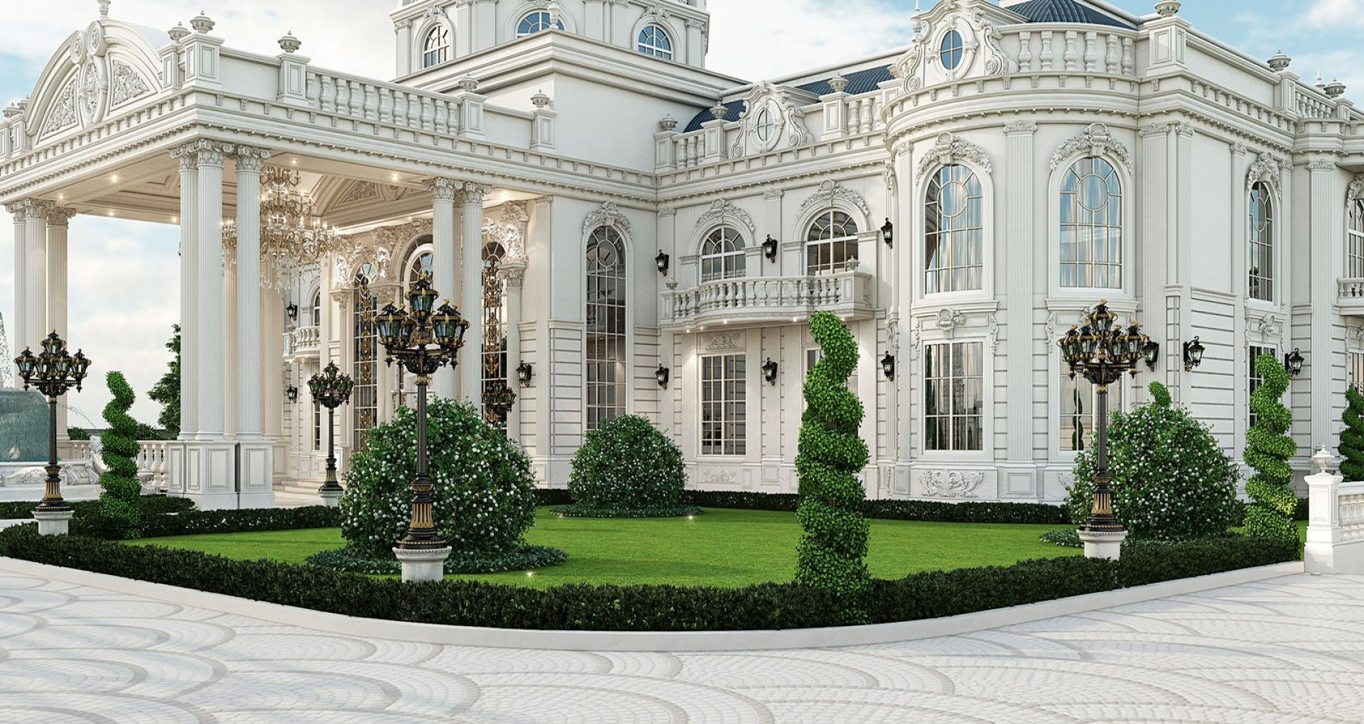 Royal Style villa exterior and interior design Saudi Arabia