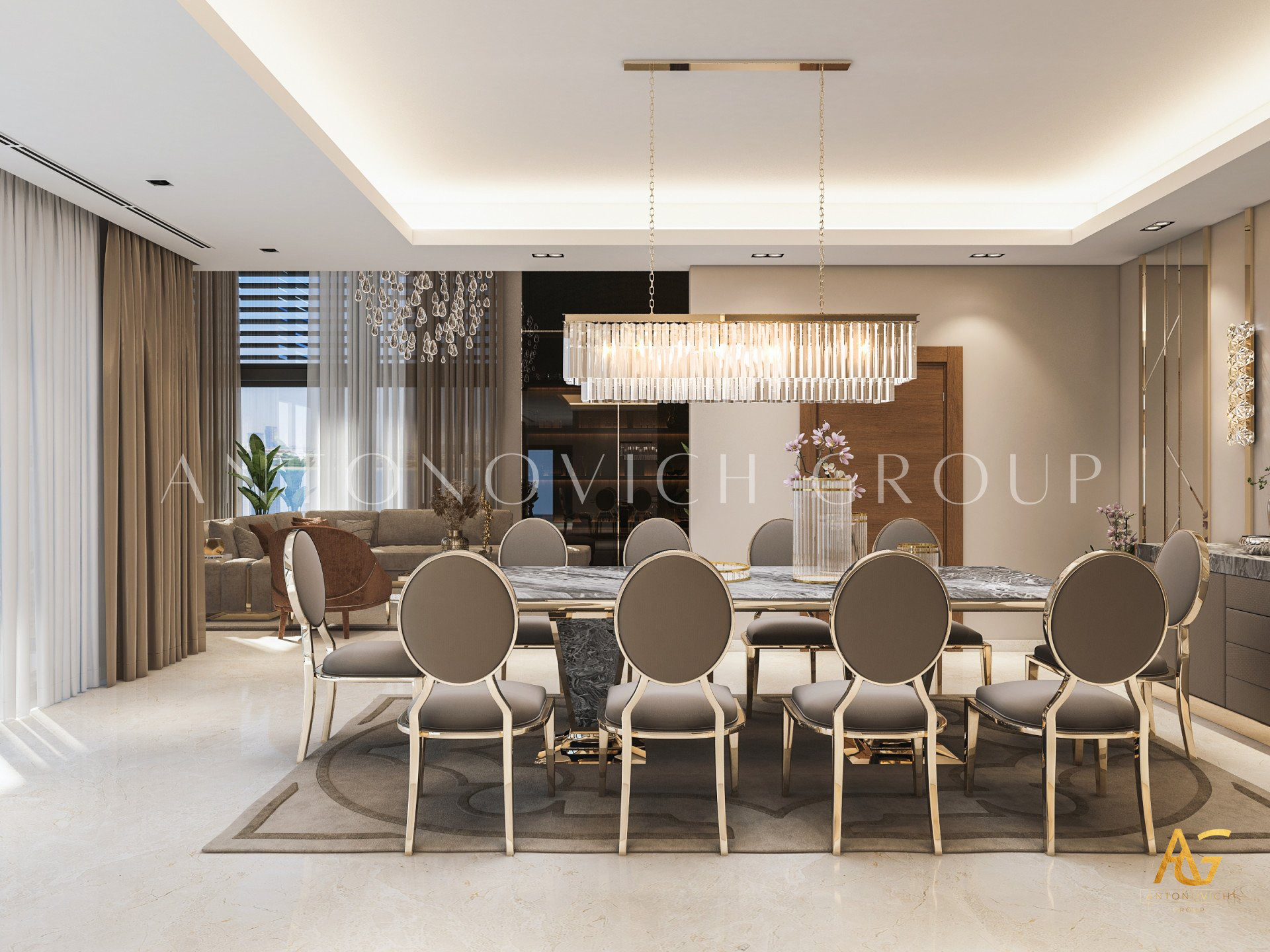 Amazing Dining Room Design For Luxury Villa in Doha