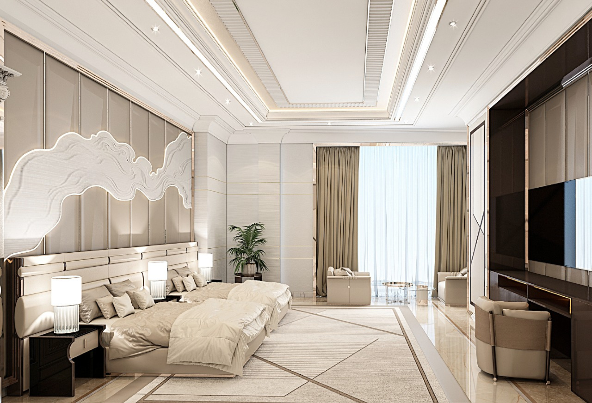 Stylish Bedroom For Luxurious Mansion