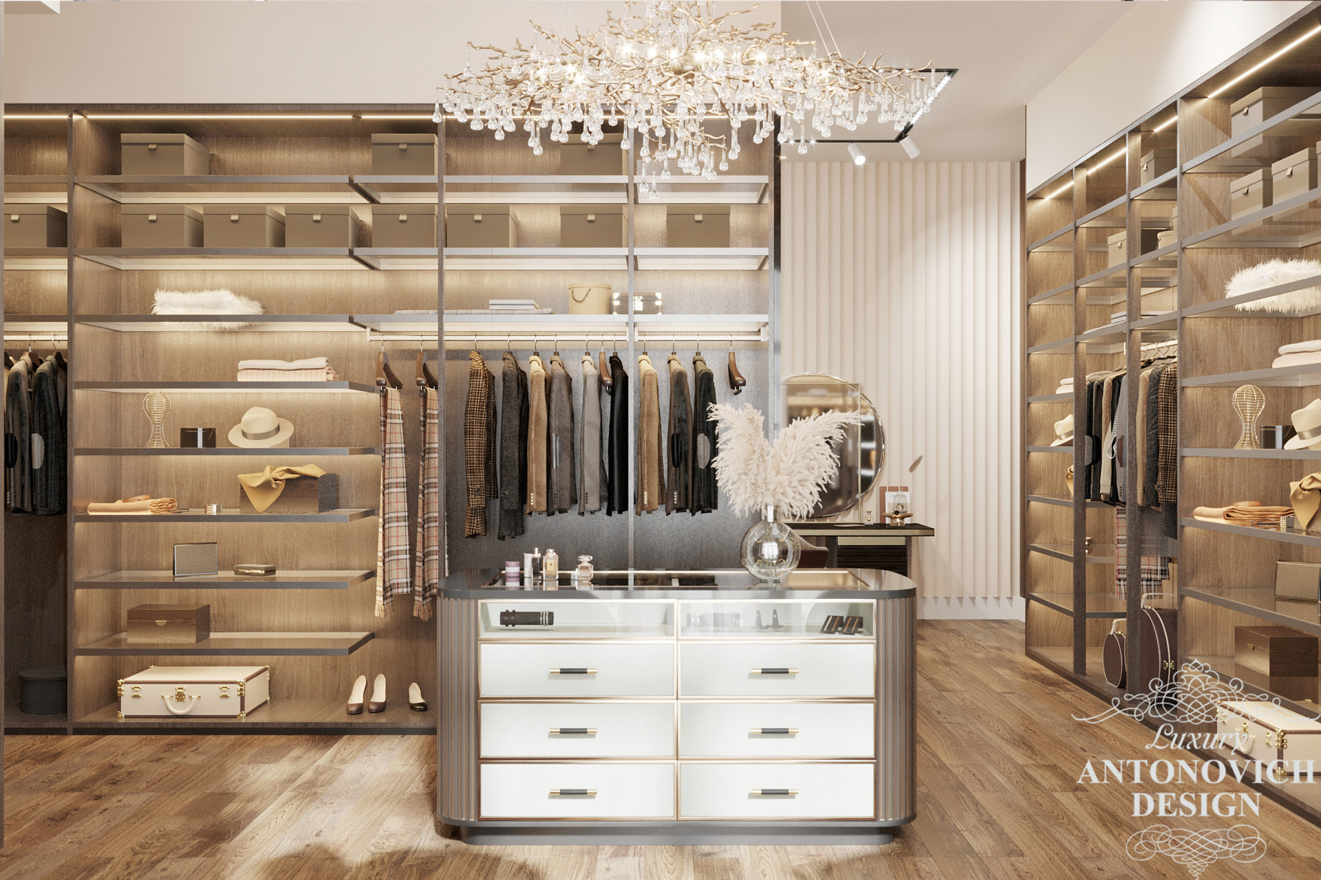 Trendy Dressing Room Design in Emirates Hills