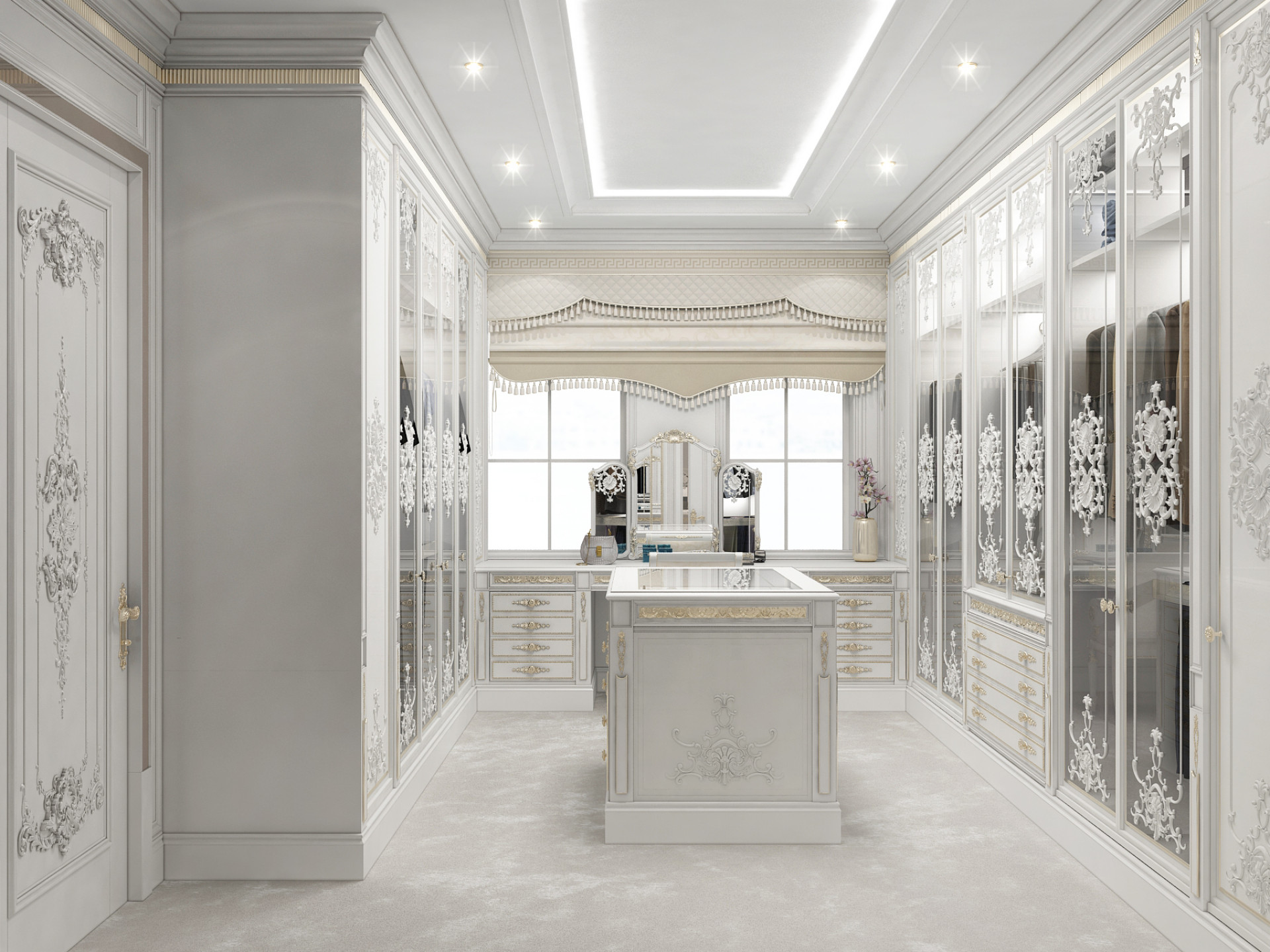 تصميم غرفة الملابس الكلاسيكية