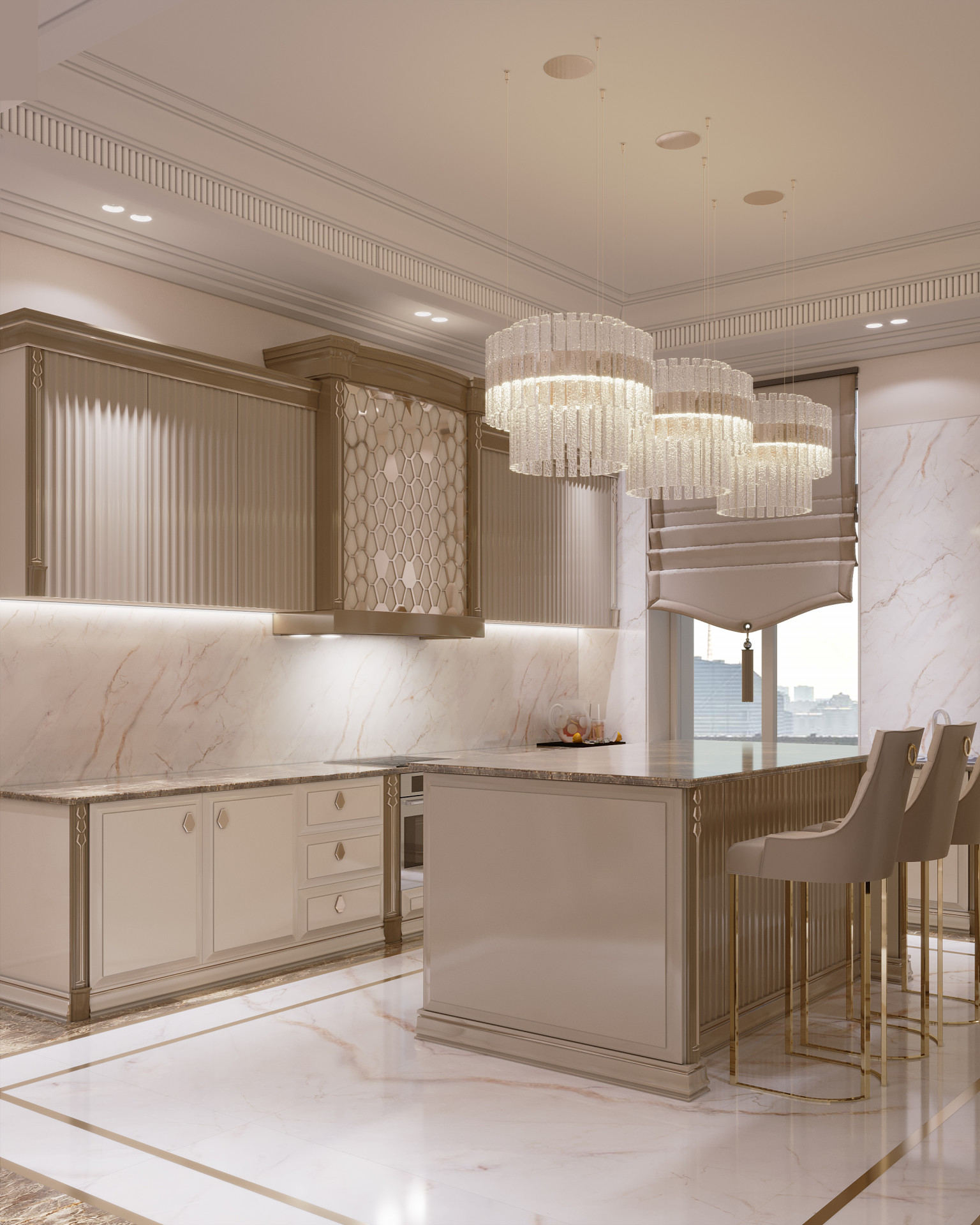 فكرة تصميم المطبخ الكلاسيكي
