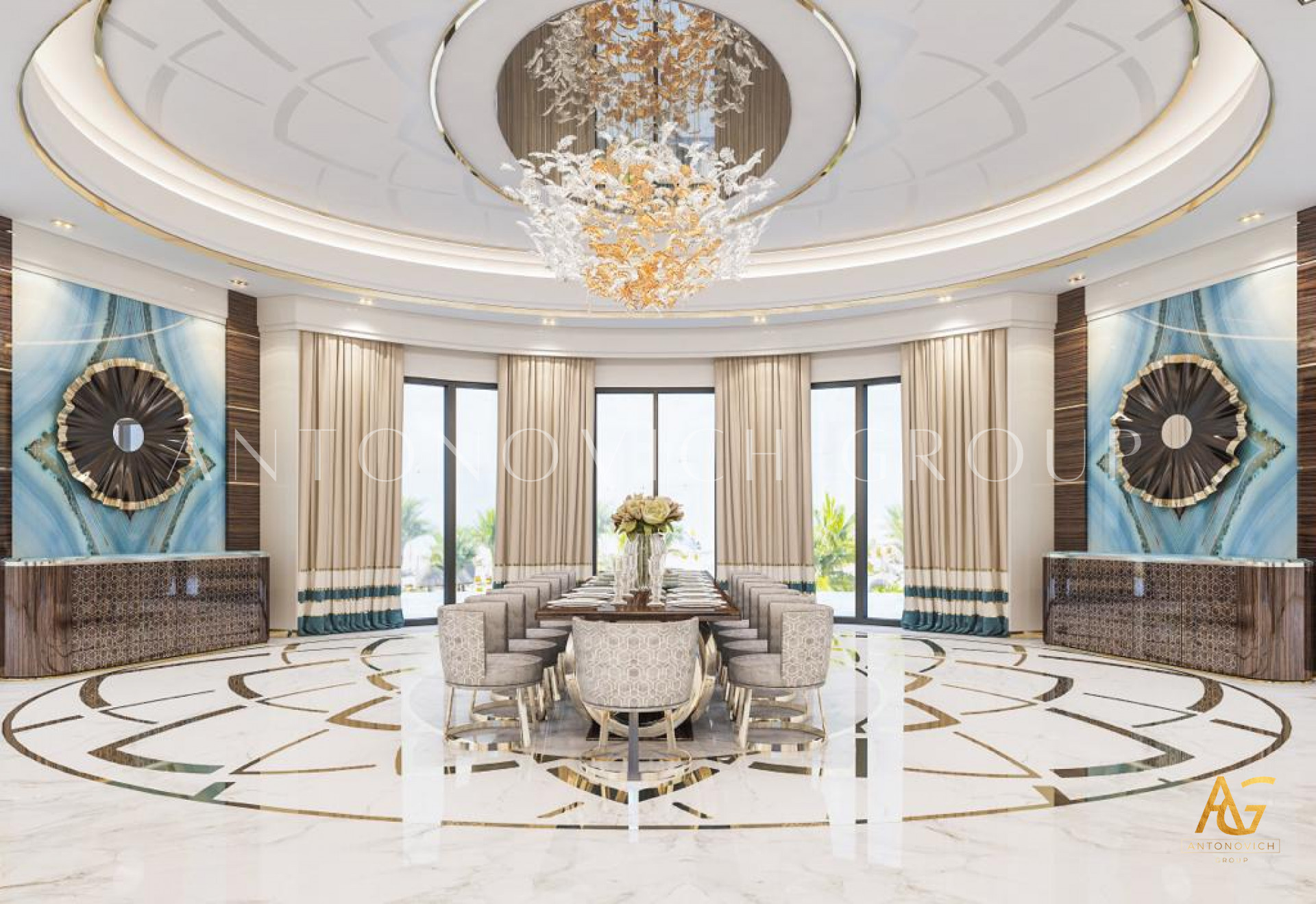 Modern villa interior design from top interior design company in Qatar