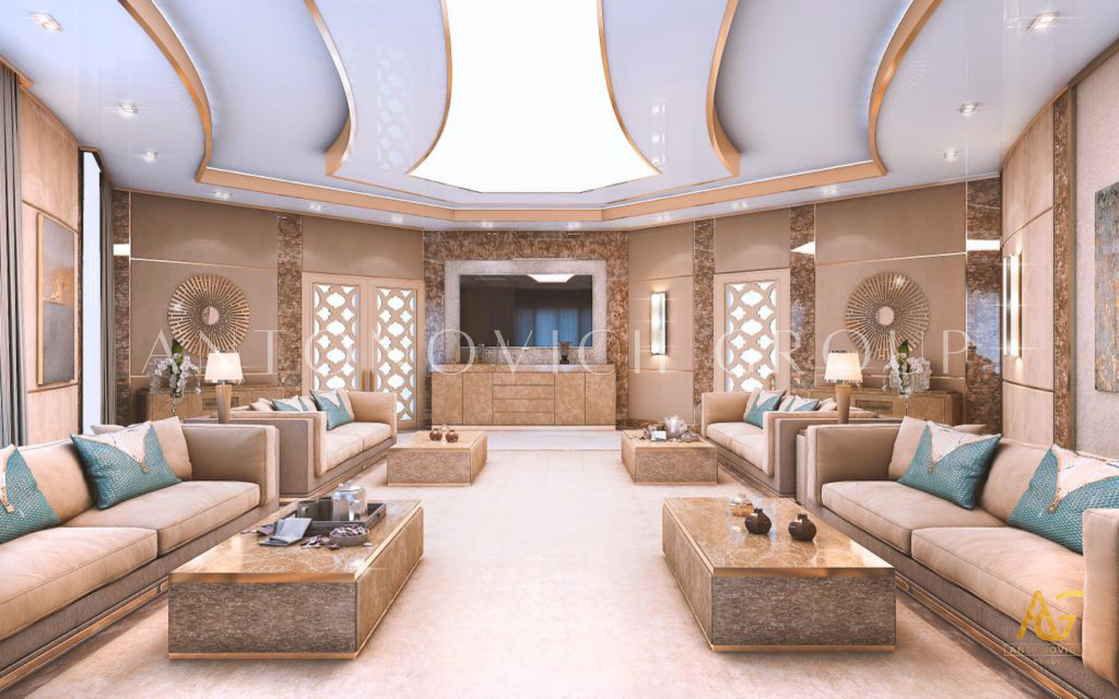 Modern villa interior design from top interior design company in Qatar