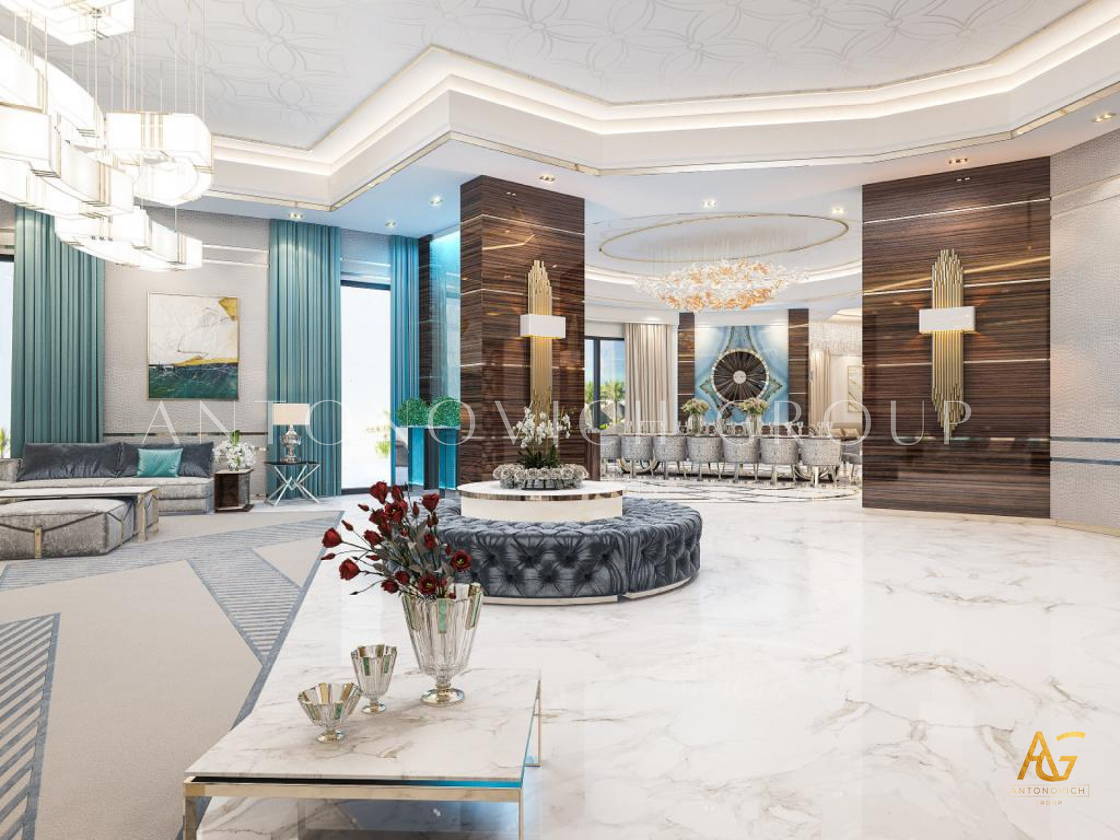 Modern villa interior design from top interior design company in Qatar