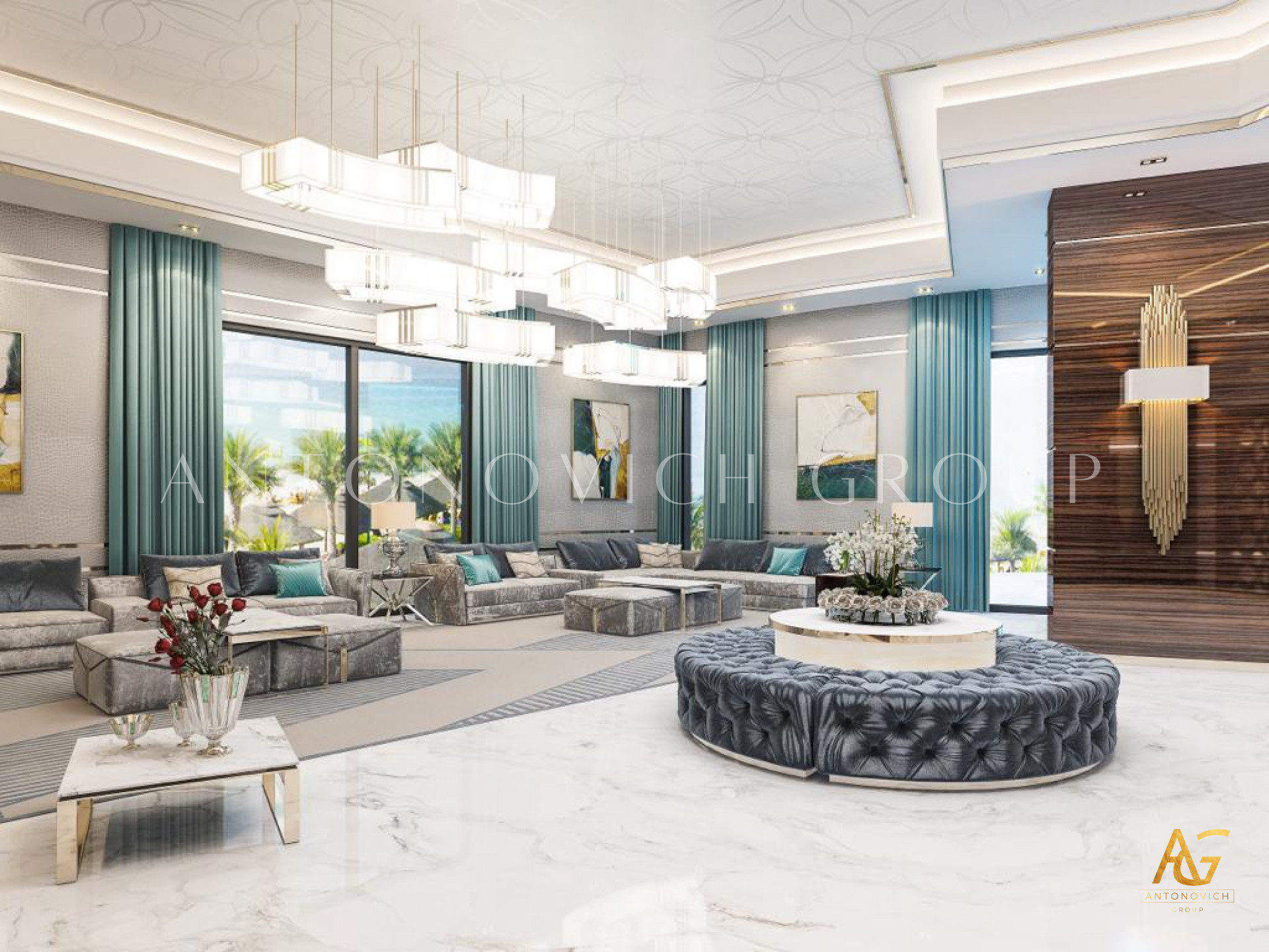 Modern villa interior design from top interior design company in Qatar