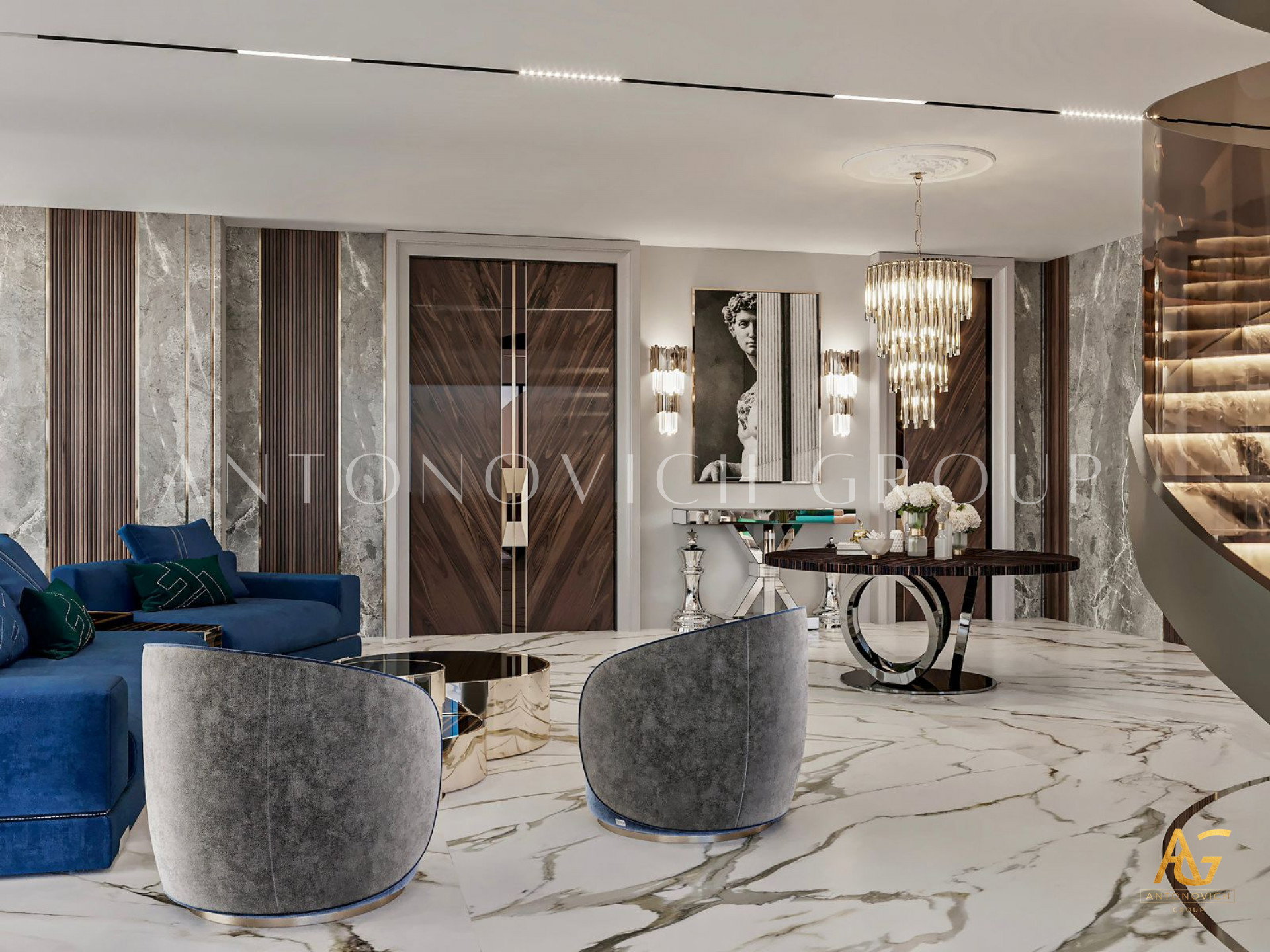 A closer look at Penthouse Interior Design Featuring Stone And Brick