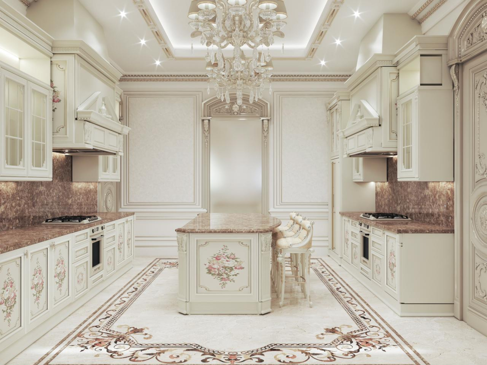 تصميم الجبس والمزج الفني للديكور الداخلي للمطبخ