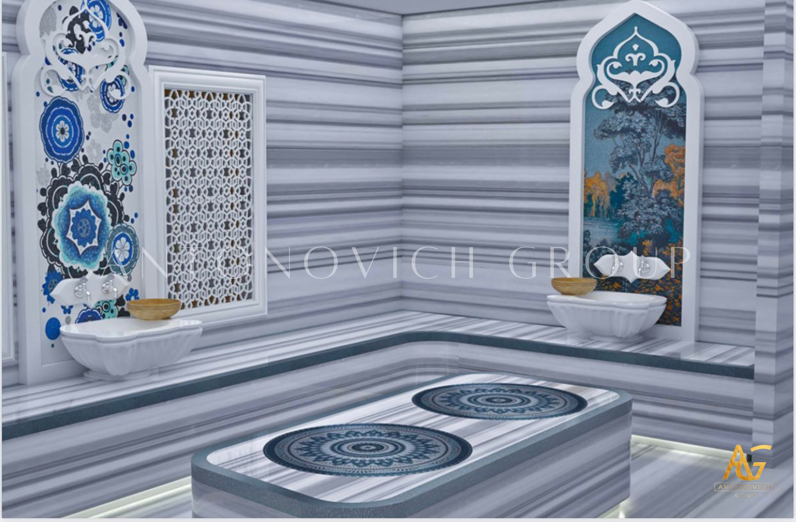 LUXURY HAMMAM INTERIOR DESIGN WITH TURKISH BATH