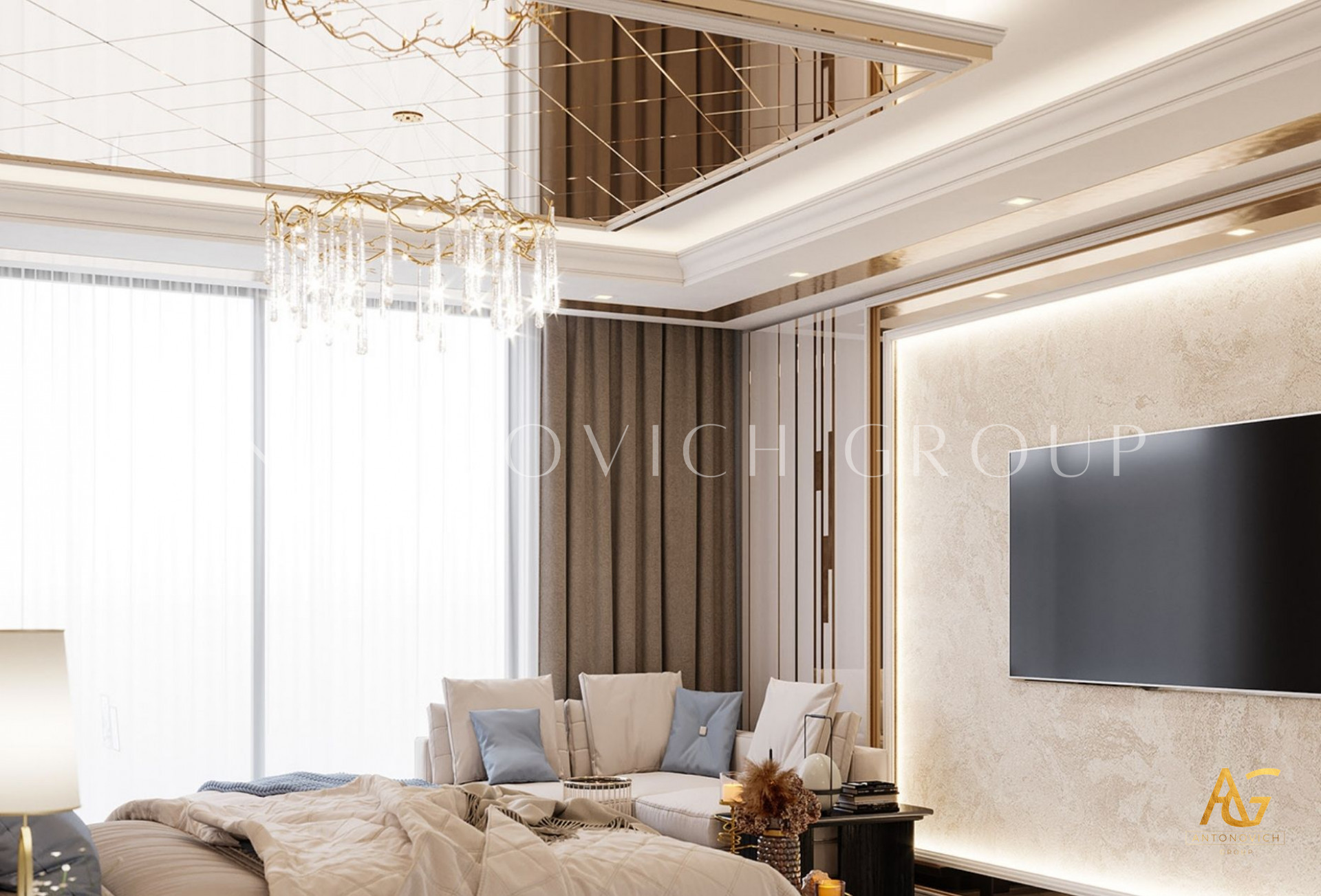 Perfect Gold Theme Bedroom Interior Design