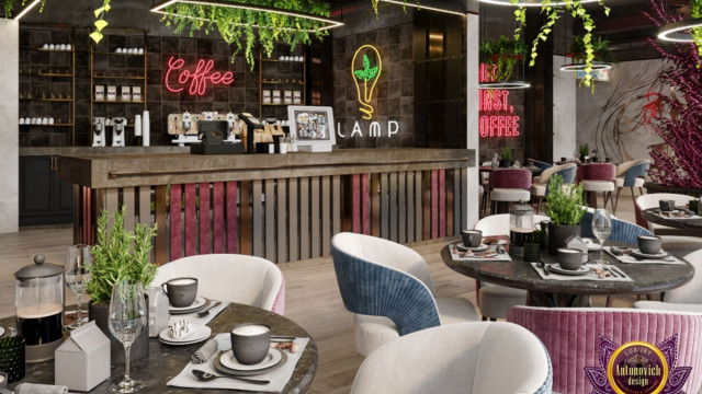 This picture shows a modern, minimalist interior design that features a neutral color palette. The floors are a light gray or white tile, while the walls feature a matte black finish. There is a large white sofa in the middle of the room with a black coffee table and two matching armchairs. A flat-screen television is mounted on the wall, and a floor lamp provides additional light to the room. There are several abstract pieces of art hung on the walls, and various pieces of decor are scattered throughout the space.