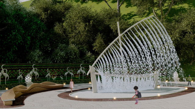 The picture shows a luxury dining room with a large and ornate chandelier dangling from the ceiling. The walls and trim of the room are painted a soft cream color, while the floor is covered in a tiled, black and white pattern. The room is furnished with a long dark wood dining table, surrounded by six antique-style chairs with upholstered seats. A sideboard and buffet topped with decorative pieces are placed against one wall.