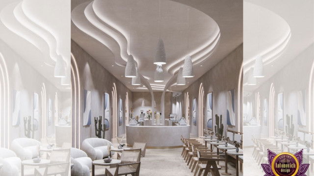 An architectural rendering of a modern, multi-story building with a curved facade and glazed windows.