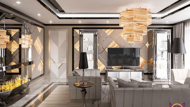 This picture shows a luxurious two-story modern house with a large second-story balcony overlooking a swimming pool. There is a terrace and garden area surrounding the pool, and a car parked in the driveway. The facade of the house has multiple windows, a white contemporary style roof, and a large wooden door at the entrance.