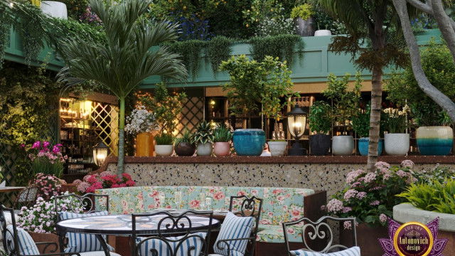 Modern interior decorated with white furniture and a gold chandelier, featuring a white marble floor and wall.